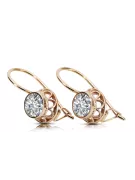 Zircon Or rose 14 carats vintage d'origine Des boucles d'oreilles Bijoux vintage vec117r